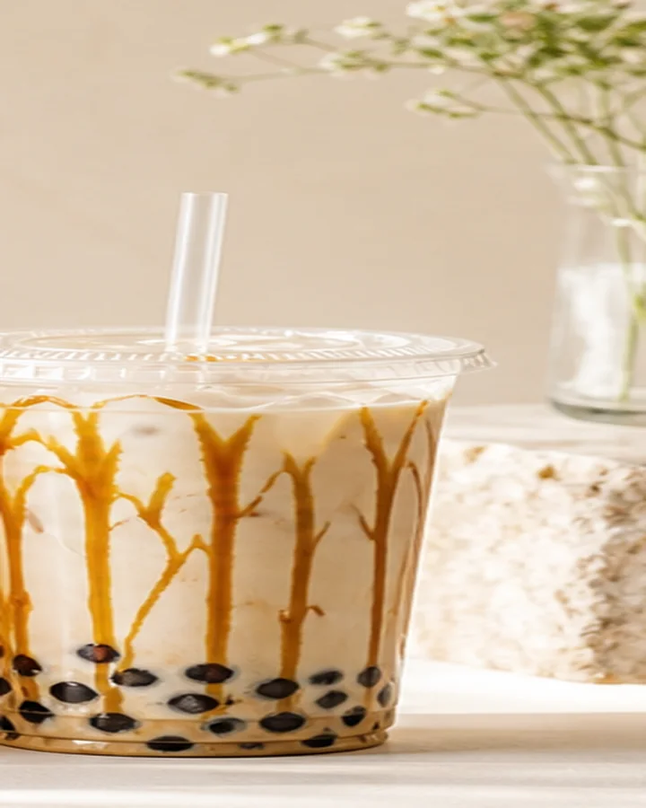 Brown Sugar Tea dengan susu dan boba